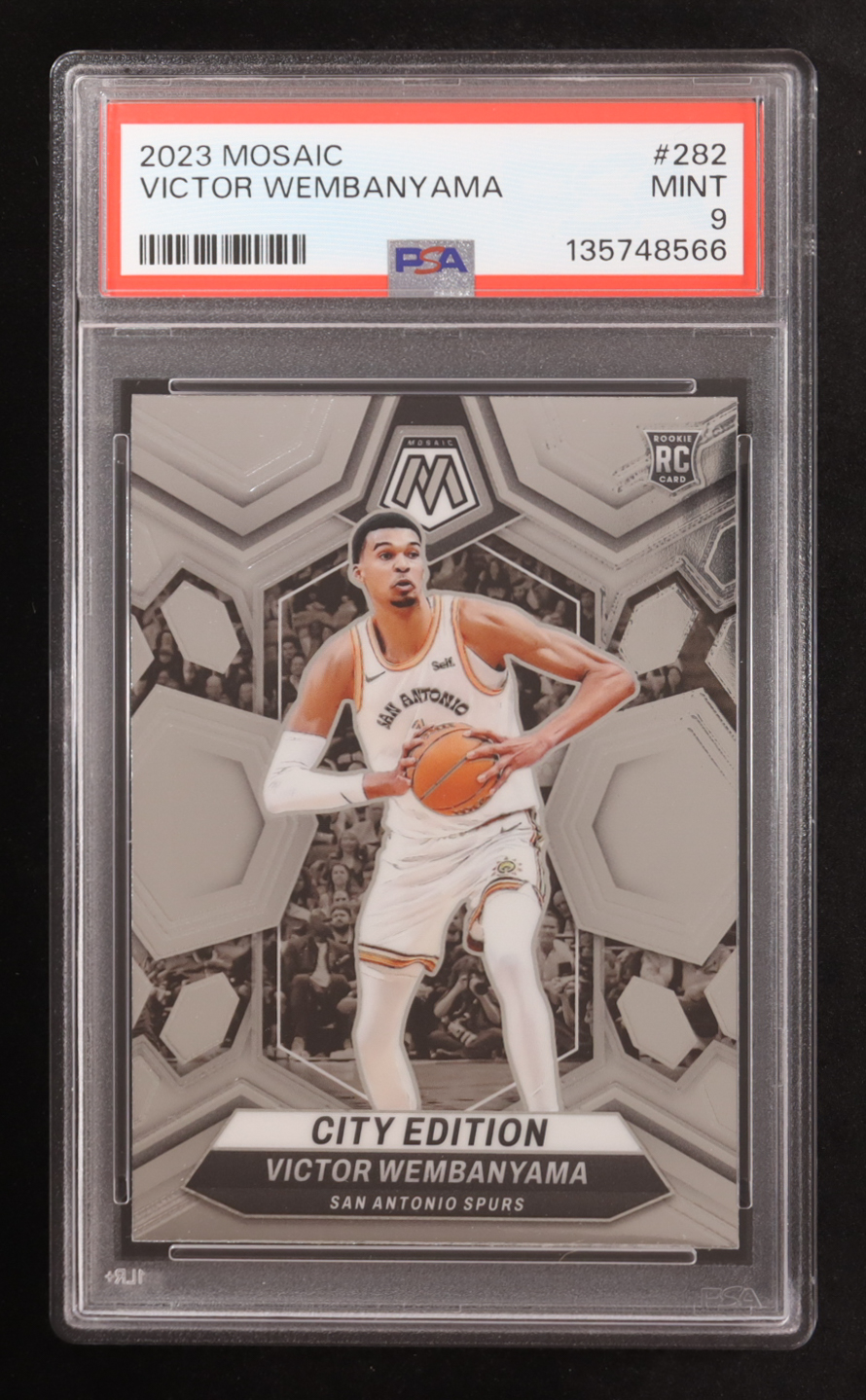 Victor Wembanyama 2023-24 Panini Mosaic #282 RC / City Edition (PSA 9) at PristineAuction.com Victor Wembanyama 2023-24 Panini Mosaic #282 RC / City Edition (PSA 9) at PristineAuction.com