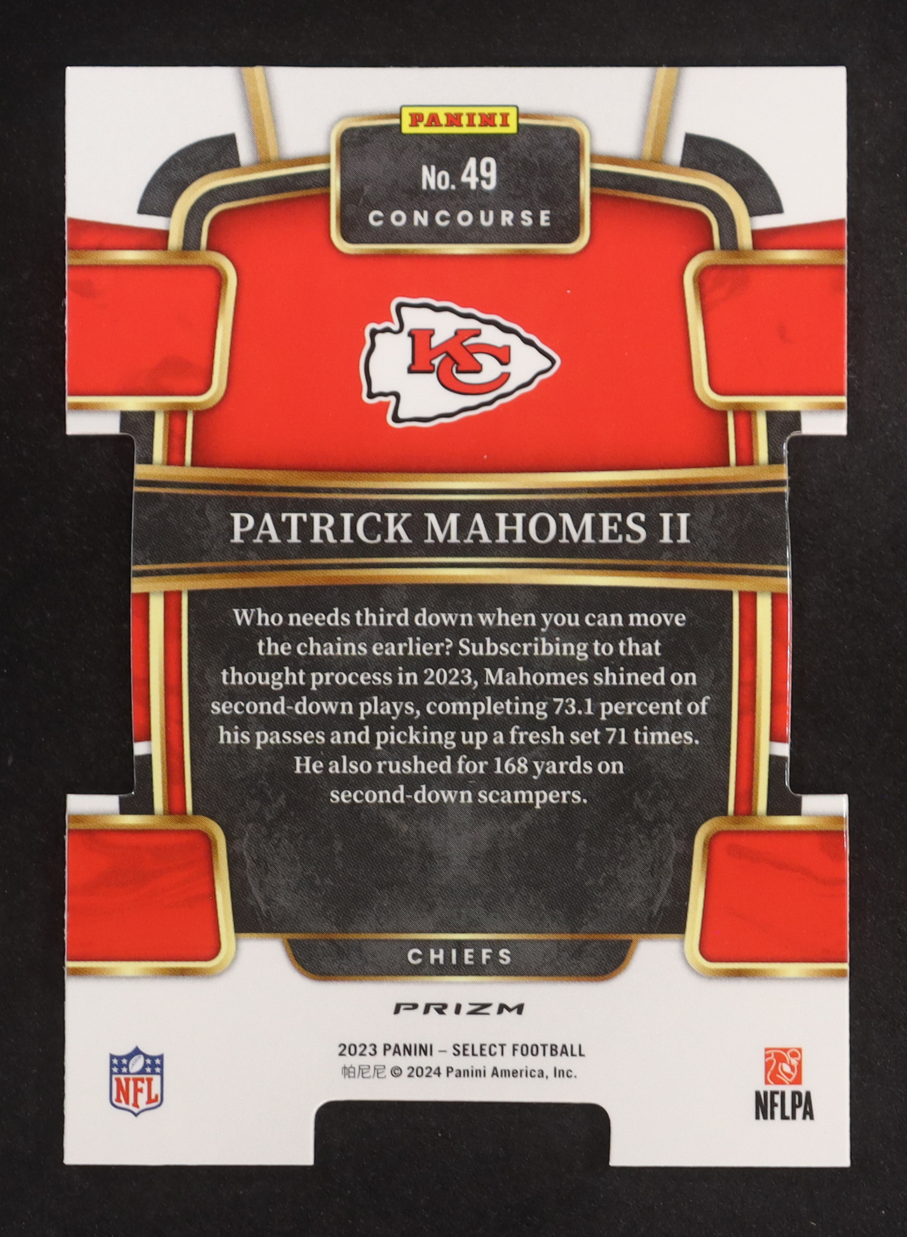 Patrick Mahomes II 2023 Select Prizm Red and Yellow Die Cut #49 at PristineAuction.com Patrick Mahomes II 2023 Select Prizm Red and Yellow Die Cut #49 at PristineAuction.com