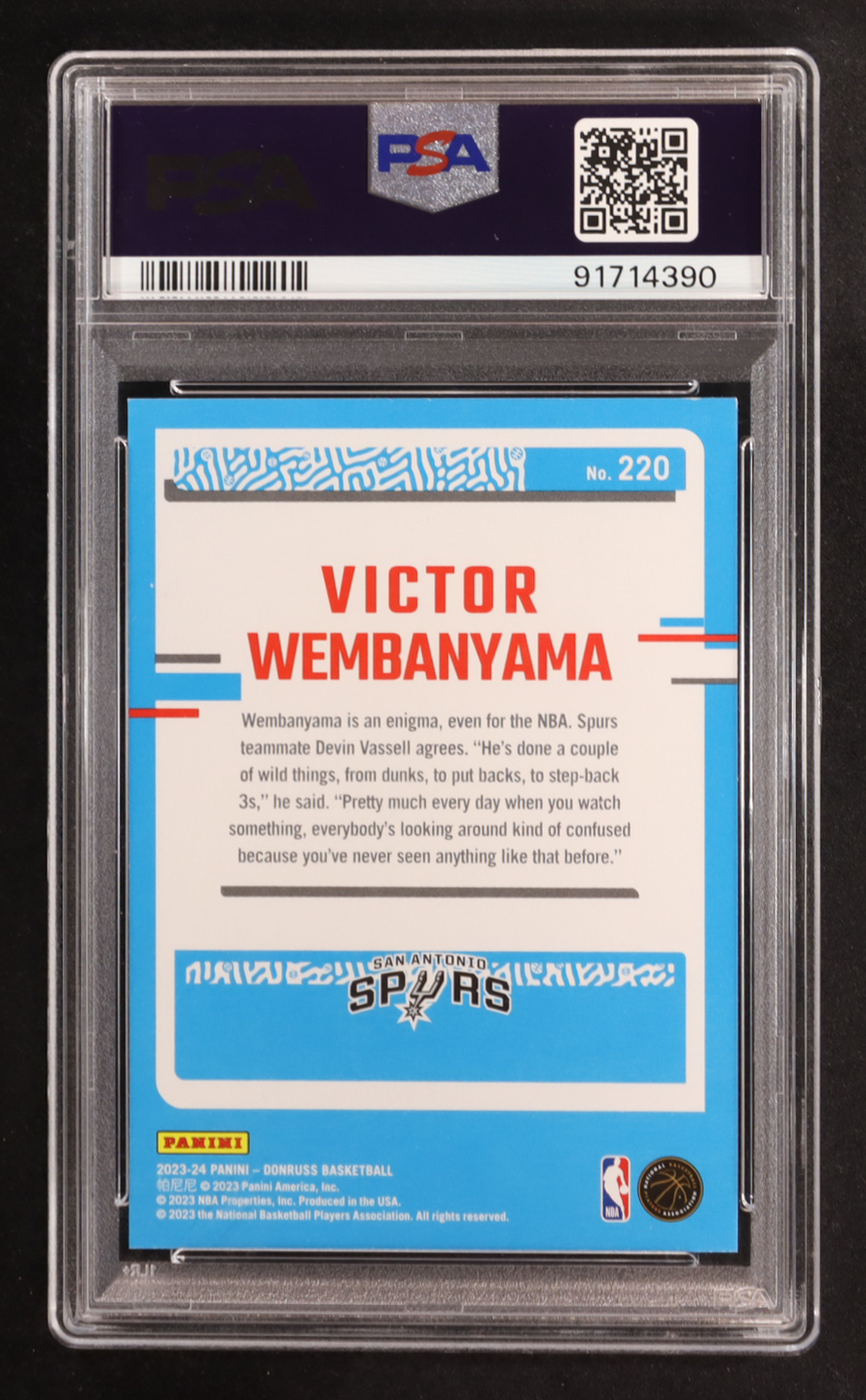 Victor Wembanyama 2023-24 Donruss #220 RR RC (PSA 9) at PristineAuction.com Victor Wembanyama 2023-24 Donruss #220 RR RC (PSA 9) at PristineAuction.com