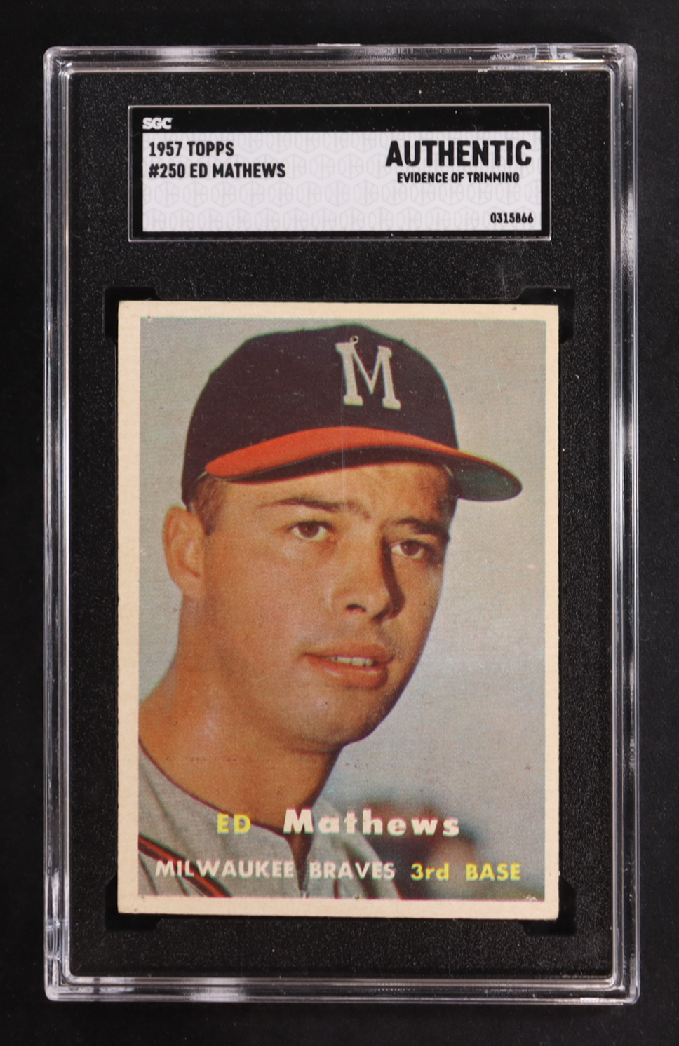 Ed Mathews 1957 Topps #250 (SGC Authentic) at PristineAuction.com Ed Mathews 1957 Topps #250 (SGC Authentic) at PristineAuction.com