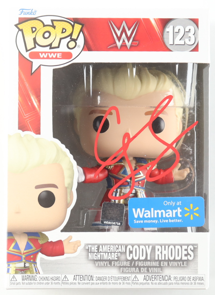 Cody Rhodes Signed "WWE" #123 "The American Nightmare" Cody Rhodes Funko Pop! Vinyl Figure (Fanatics) at PristineAuction.com Cody Rhodes Signed "WWE" #123 "The American Nightmare" Cody Rhodes Funko Pop! Vinyl Figure (Fanatics) at PristineAuction.com