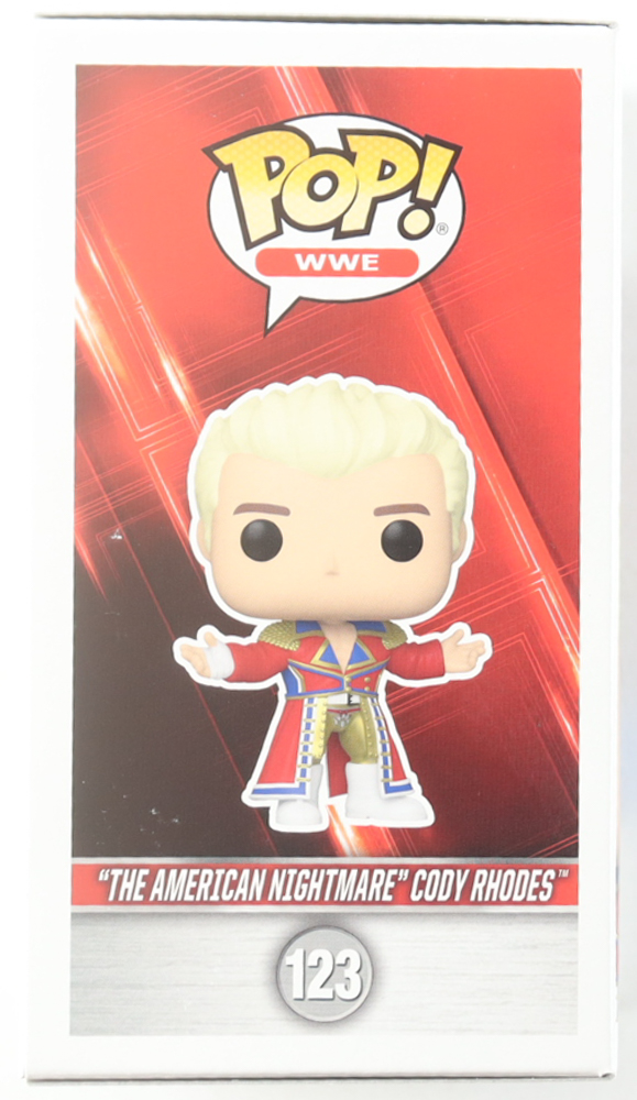 Cody Rhodes Signed "WWE" #123 "The American Nightmare" Cody Rhodes Funko Pop! Vinyl Figure (Fanatics) at PristineAuction.com Cody Rhodes Signed "WWE" #123 "The American Nightmare" Cody Rhodes Funko Pop! Vinyl Figure (Fanatics) at PristineAuction.com