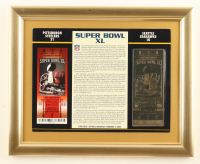 Super Bowl XL Commemorative Score Card with 23KT Gold Ticket Framed Display at PristineAuction.com