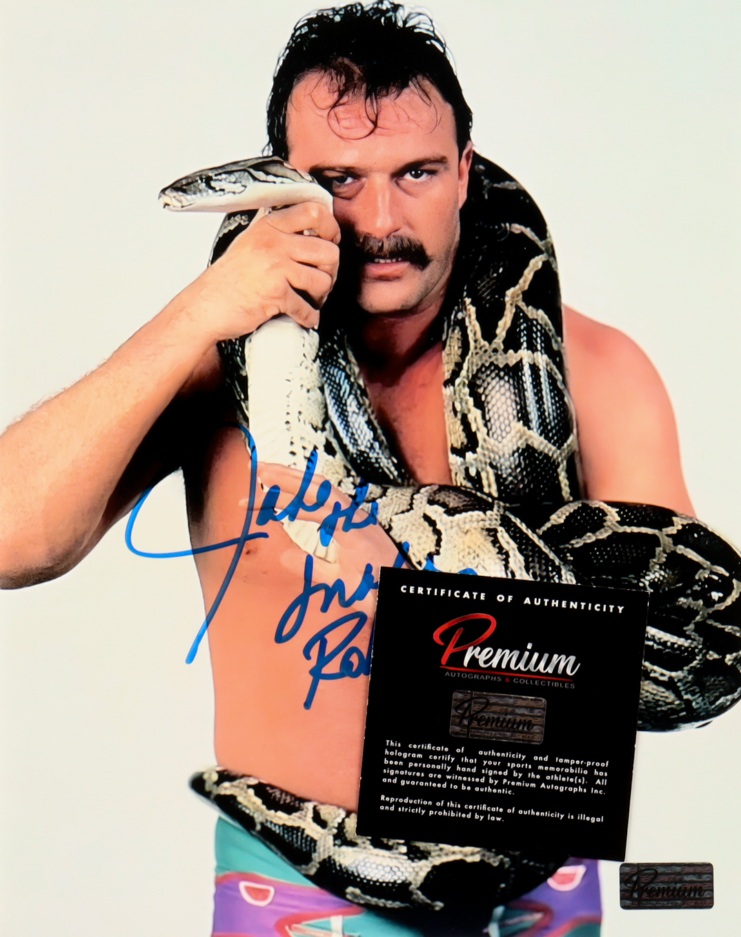 Jake "The Snake" Roberts Signed WWE 8x10 Photo (Premium Autographs) at PristineAuction.com Jake "The Snake" Roberts Signed WWE 8x10 Photo (Premium Autographs) at PristineAuction.com