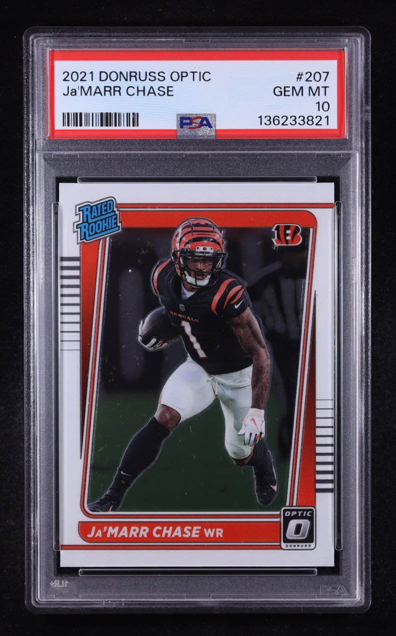 Ja'Marr Chase 2021 Donruss Optic #207 RR RC (PSA 10) at PristineAuction.com Ja'Marr Chase 2021 Donruss Optic #207 RR RC (PSA 10) at PristineAuction.com