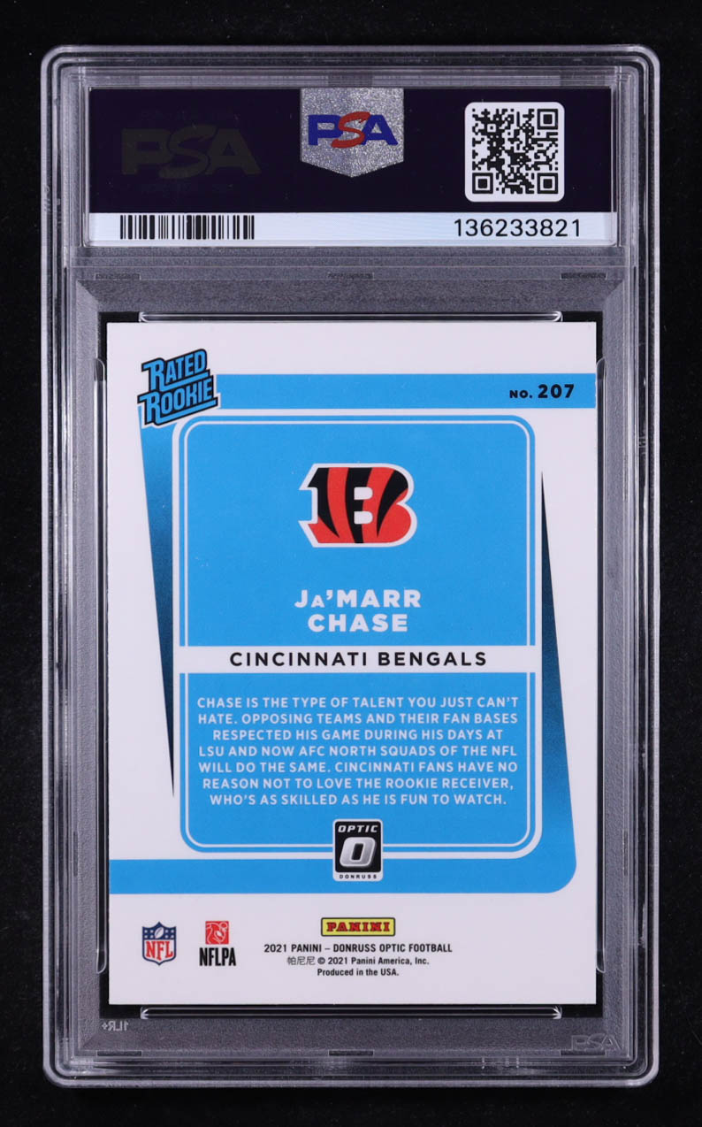 Ja'Marr Chase 2021 Donruss Optic #207 RR RC (PSA 10) at PristineAuction.com Ja'Marr Chase 2021 Donruss Optic #207 RR RC (PSA 10) at PristineAuction.com
