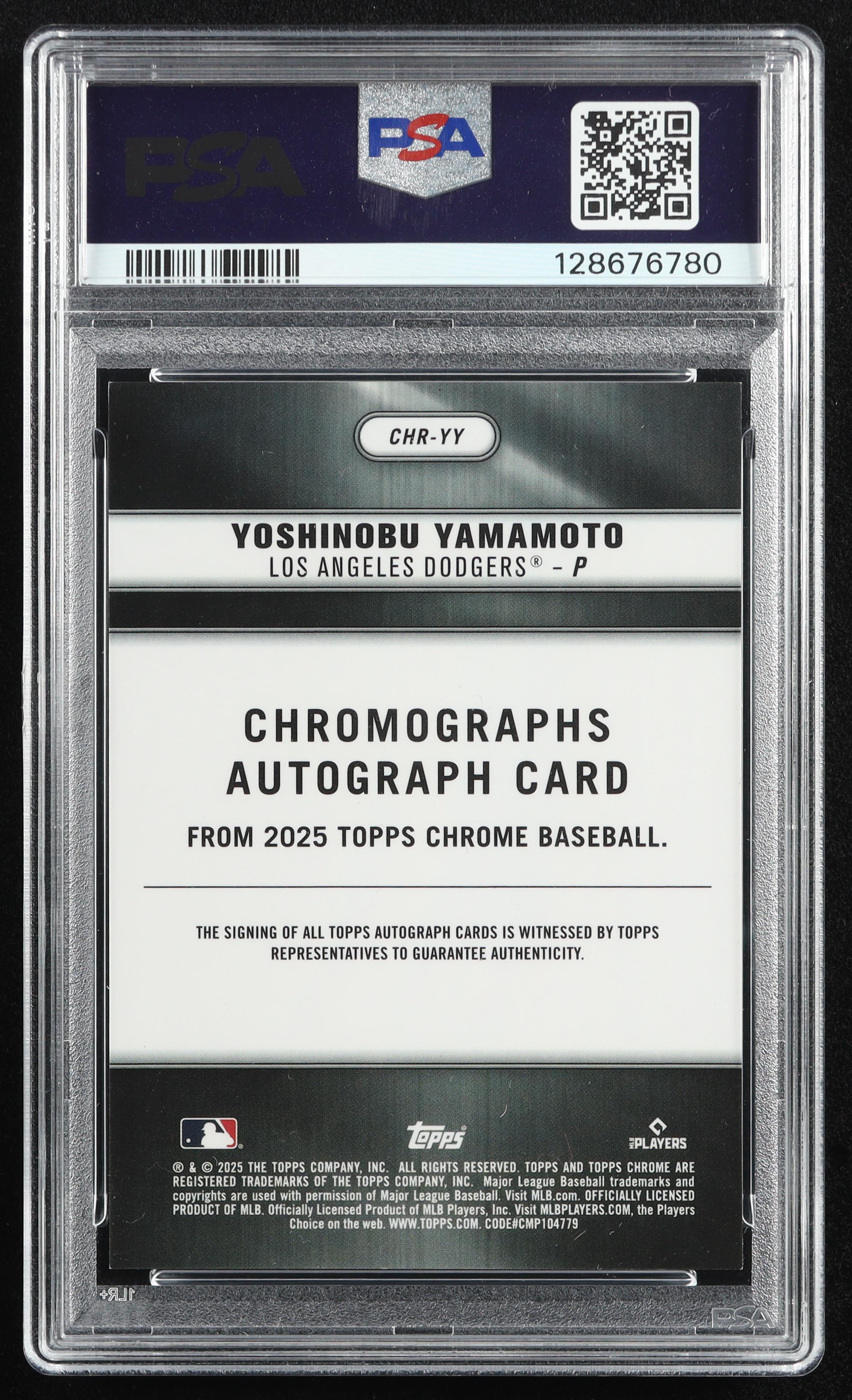 Yoshinobu Yamamoto 2025 Topps Chrome Chromographs Orange Refractor #CHRYY #20/25 (PSA 9 | Auto 10) at PristineAuction.com Yoshinobu Yamamoto 2025 Topps Chrome Chromographs Orange Refractor #CHRYY #20/25 (PSA 9 | Auto 10) at PristineAuction.com