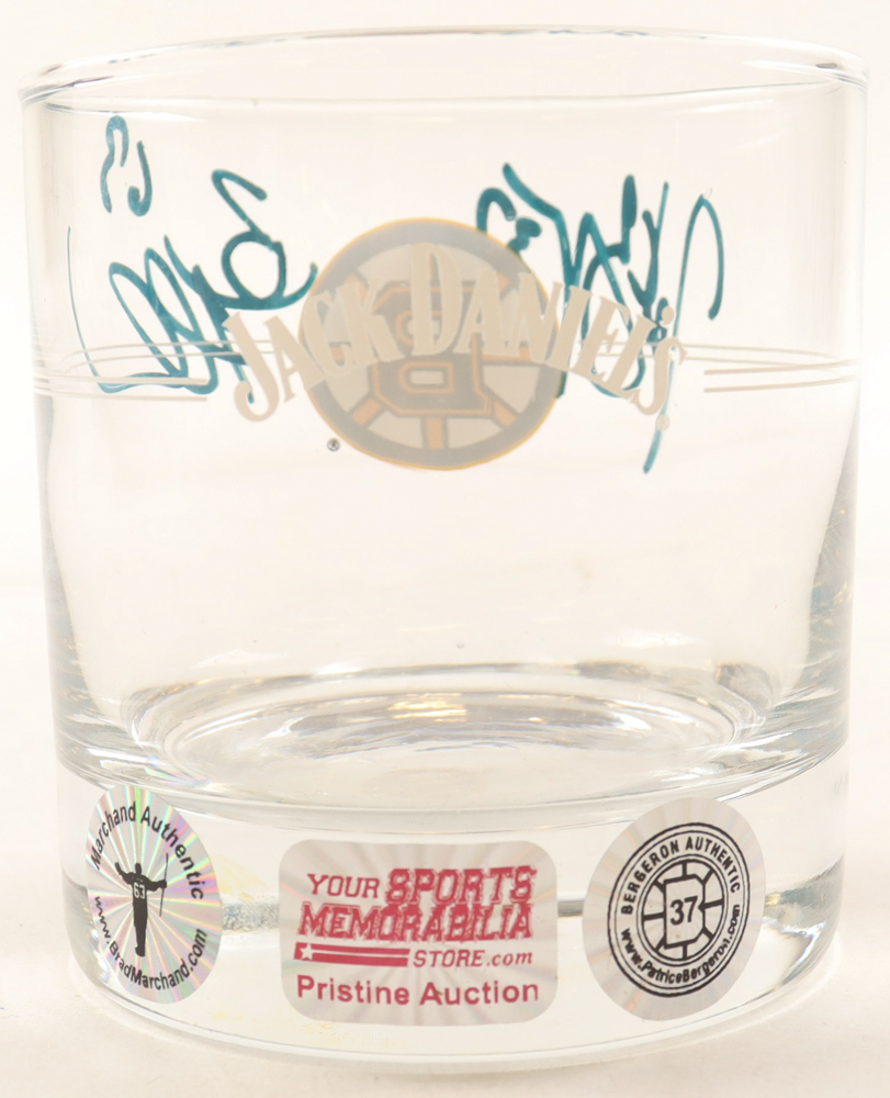 Brad Marchand & Patrice Bergeron Signed Bruins Jack Daniels Rocks Glass (Marchand & Bergeron) at PristineAuction.com Brad Marchand & Patrice Bergeron Signed Bruins Jack Daniels Rocks Glass (Marchand & Bergeron) at PristineAuction.com