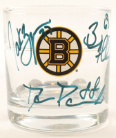 Brad Marchand, David Pastrnak & Patrice Bergeron Signed Bruins Jack Daniels Rocks Glass (Pastrnak, Marchand & Bergeron) at PristineAuction.com