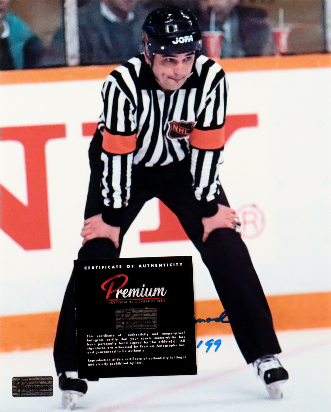 Andy Van Hellemond Signed NHL 8x10 Photo Inscribed "H.H. of F. 99" (Premium Autographs) at PristineAuction.com Andy Van Hellemond Signed NHL 8x10 Photo Inscribed "H.H. of F. 99" (Premium Autographs) at PristineAuction.com