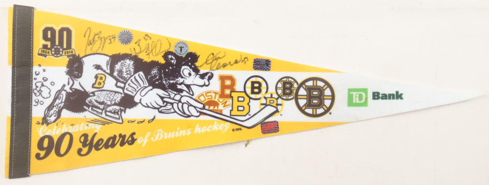 Brad Marchand, Zdeno Chara & Patrice Bergeron Signed Bruins 23.5" Pennant (Marchand, Chara & Bergeron) at PristineAuction.com Brad Marchand, Zdeno Chara & Patrice Bergeron Signed Bruins 23.5" Pennant (Marchand, Chara & Bergeron) at PristineAuction.com