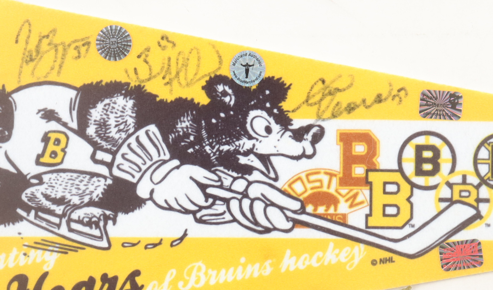 Brad Marchand, Zdeno Chara & Patrice Bergeron Signed Bruins 23.5" Pennant (Marchand, Chara & Bergeron) at PristineAuction.com Brad Marchand, Zdeno Chara & Patrice Bergeron Signed Bruins 23.5" Pennant (Marchand, Chara & Bergeron) at PristineAuction.com