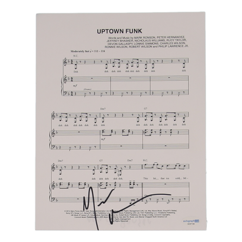 Mark Ronson Signed Bruno Mars "Uptown Funk" 8.5x11 Sheet Music Print (ACOA) at PristineAuction.com Mark Ronson Signed Bruno Mars "Uptown Funk" 8.5x11 Sheet Music Print (ACOA) at PristineAuction.com
