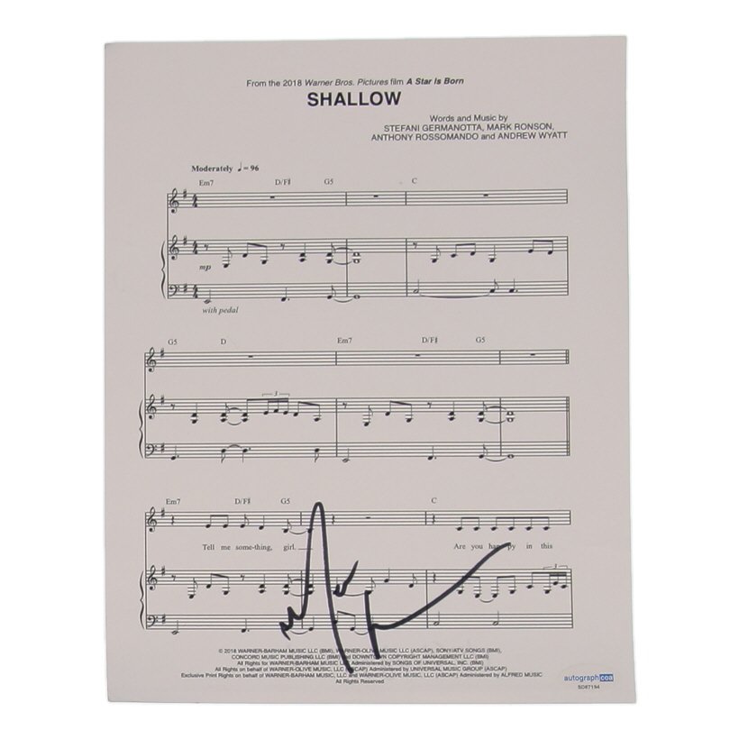 Mark Ronson Signed "Shallow" 8x10 Sheet Music Print (AutographCOA) at PristineAuction.com Mark Ronson Signed "Shallow" 8x10 Sheet Music Print (AutographCOA) at PristineAuction.com