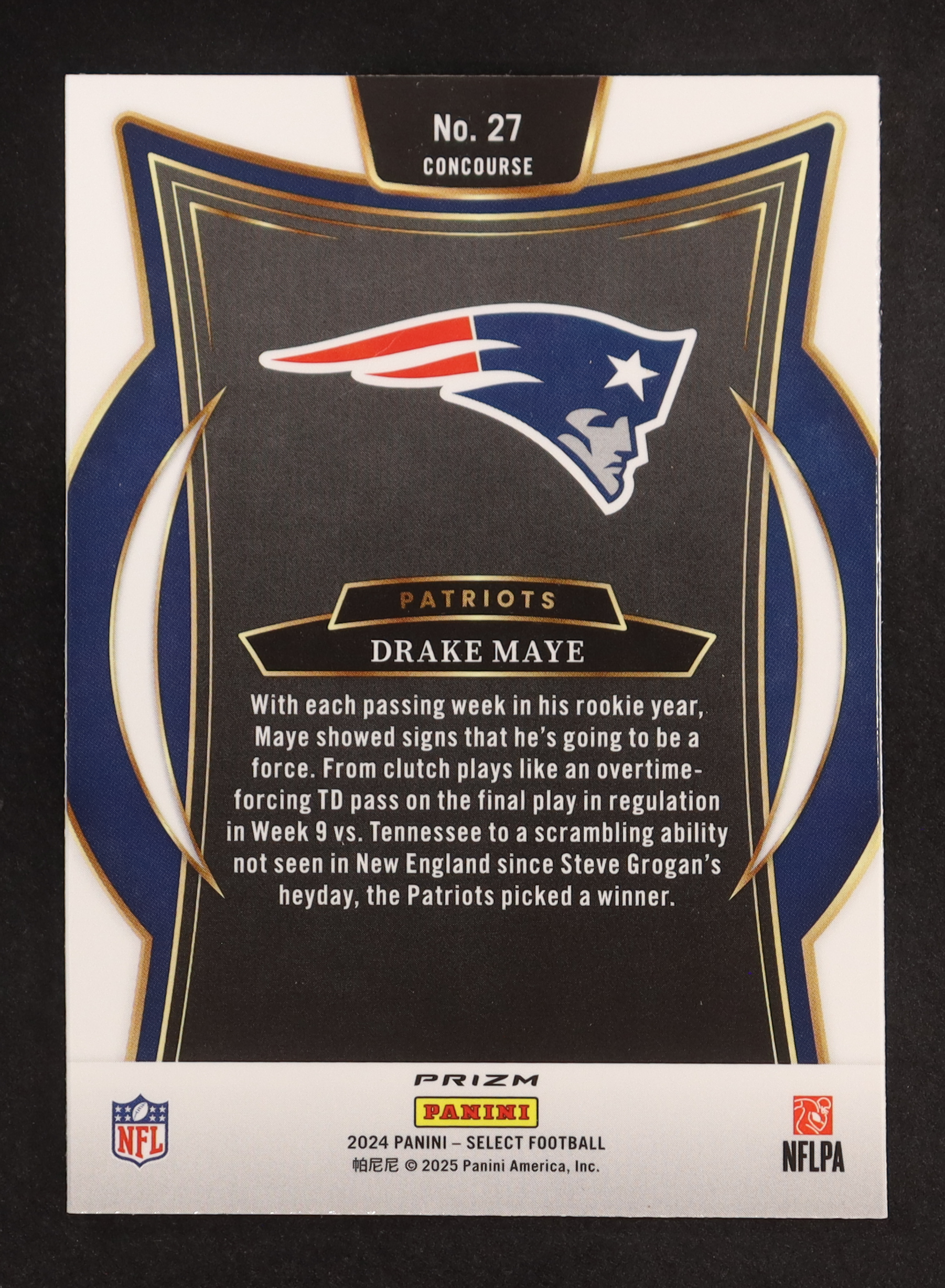 Drake Maye 2024 Select Prizm Black and Green Shock #27 RC at PristineAuction.com Drake Maye 2024 Select Prizm Black and Green Shock #27 RC at PristineAuction.com
