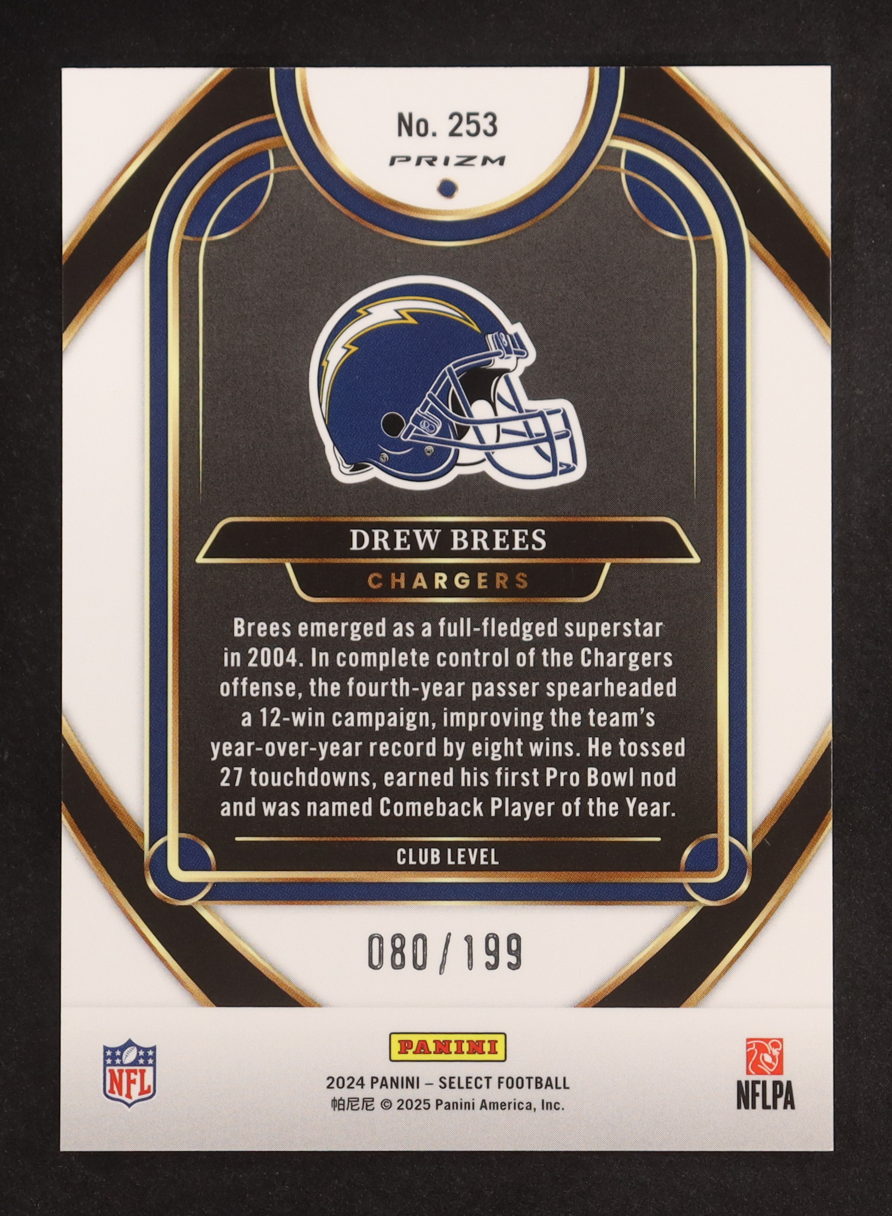 Drew Brees 2024 Select Prizm White Shock #253 #080/199 at PristineAuction.com Drew Brees 2024 Select Prizm White Shock #253 #080/199 at PristineAuction.com