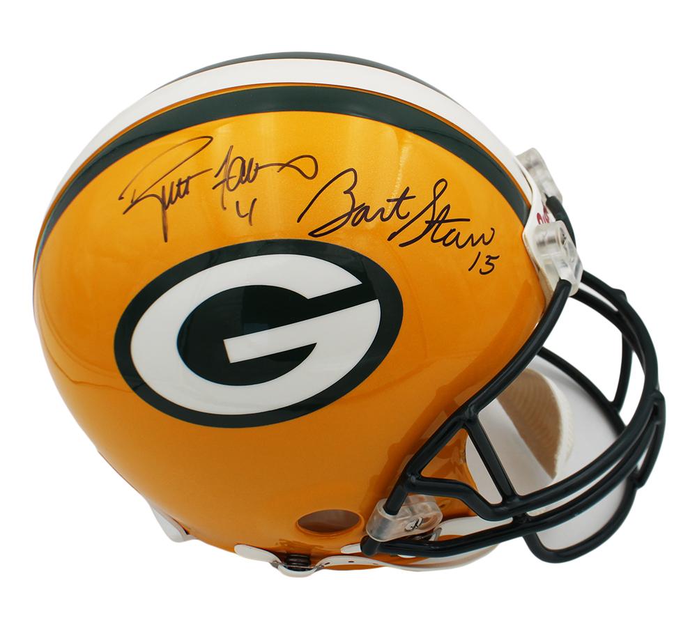 Bart Starr & Brett Favre Signed Packers Full-Size Authentic On-Field Helmet (PSA) at PristineAuction.com Bart Starr & Brett Favre Signed Packers Full-Size Authentic On-Field Helmet (PSA) at PristineAuction.com