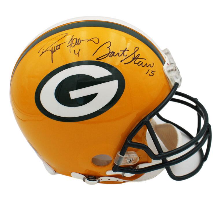 Bart Starr & Brett Favre Signed Packers Full-Size Authentic On-Field Helmet (PSA) at PristineAuction.com Bart Starr & Brett Favre Signed Packers Full-Size Authentic On-Field Helmet (PSA) at PristineAuction.com