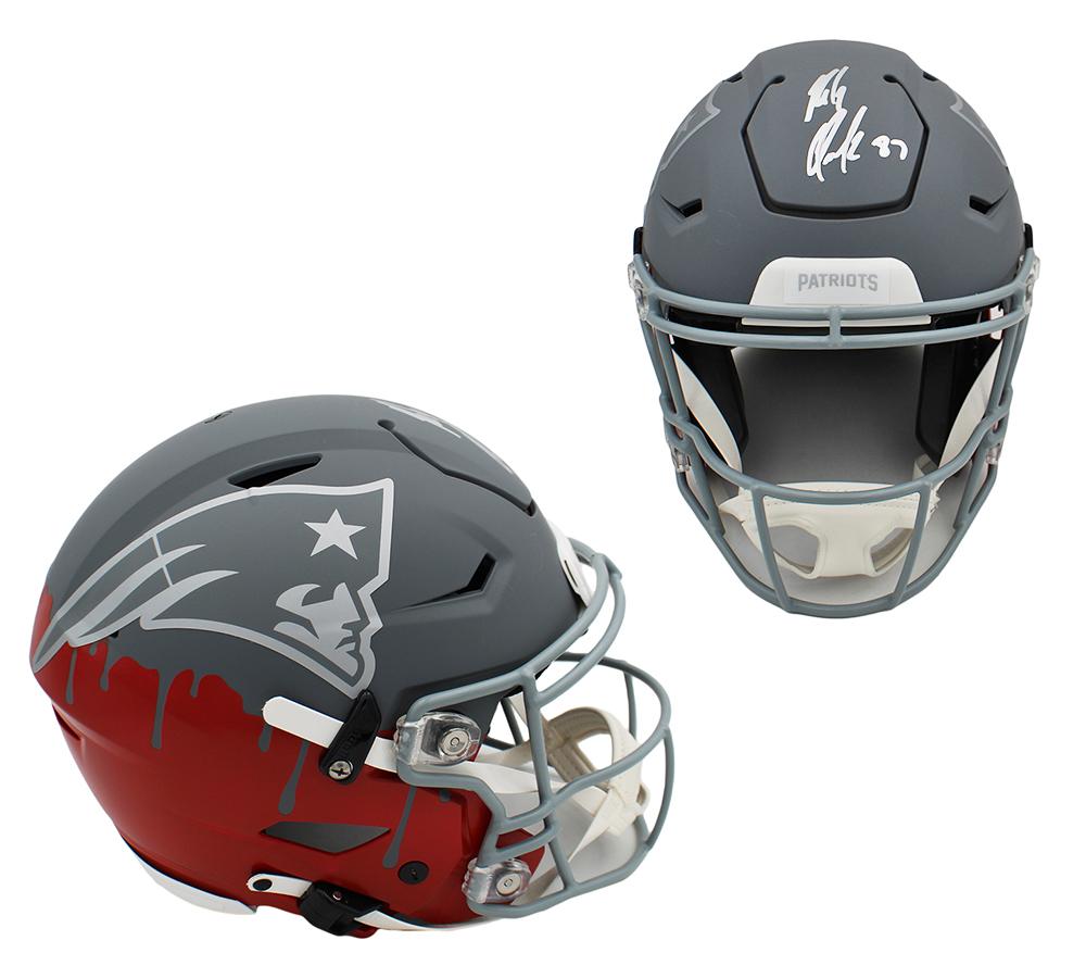 Rob Gronkowski Signed Patriots Full-Size Authentic On-Field Slate Alternate Custom SpeedFlex Helmet (Radtke) at PristineAuction.com Rob Gronkowski Signed Patriots Full-Size Authentic On-Field Slate Alternate Custom SpeedFlex Helmet (Radtke) at PristineAuction.com