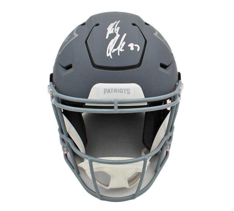Rob Gronkowski Signed Patriots Full-Size Authentic On-Field Slate Alternate Custom SpeedFlex Helmet (Radtke) at PristineAuction.com Rob Gronkowski Signed Patriots Full-Size Authentic On-Field Slate Alternate Custom SpeedFlex Helmet (Radtke) at PristineAuction.com