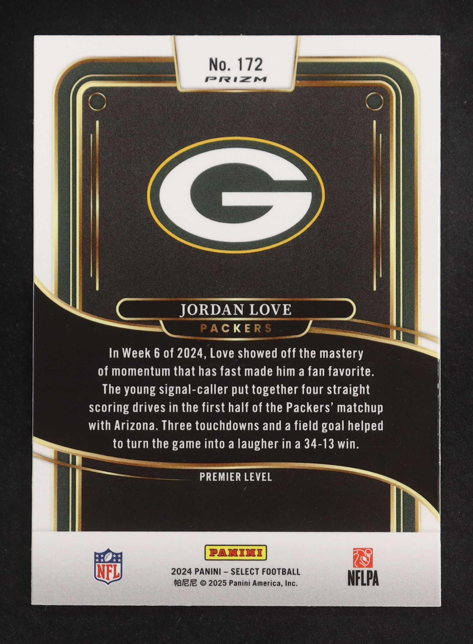 Jordan Love 2024 Select Prizm Black and Red Shock #172 at PristineAuction.com Jordan Love 2024 Select Prizm Black and Red Shock #172 at PristineAuction.com