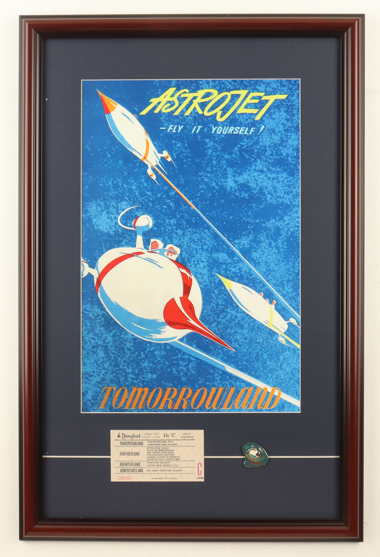 "Tomorrowland" Custom Framed Display With Ticket and Pin at PristineAuction.com "Tomorrowland" Custom Framed Display With Ticket and Pin at PristineAuction.com