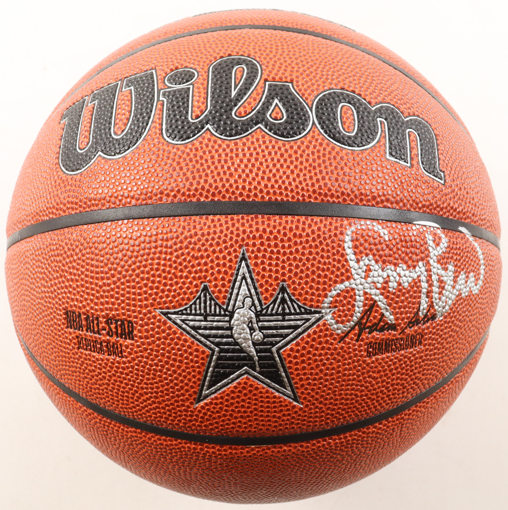 Larry Bird Signed All-Star Game Logo Basketball With Display Stand (PSA) at PristineAuction.com Larry Bird Signed All-Star Game Logo Basketball With Display Stand (PSA) at PristineAuction.com