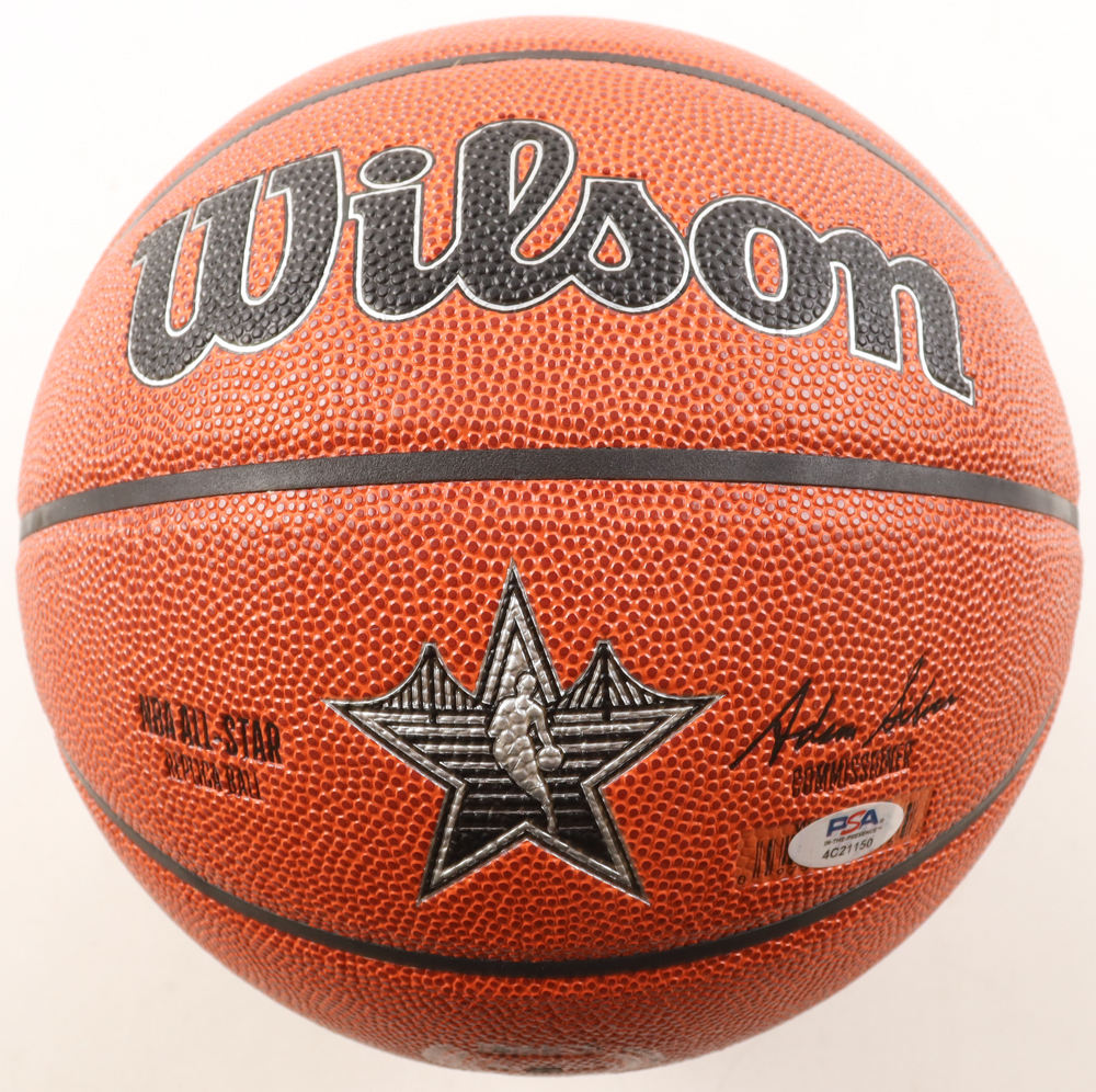 Larry Bird Signed All-Star Game Logo Basketball With Display Stand (PSA) at PristineAuction.com Larry Bird Signed All-Star Game Logo Basketball With Display Stand (PSA) at PristineAuction.com