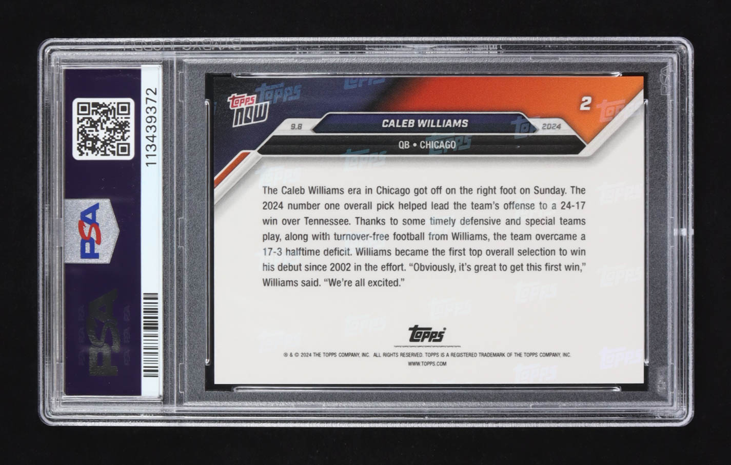 Caleb Williams 2024 Topps Now #2 RC (PSA 10) at PristineAuction.com Caleb Williams 2024 Topps Now #2 RC (PSA 10) at PristineAuction.com