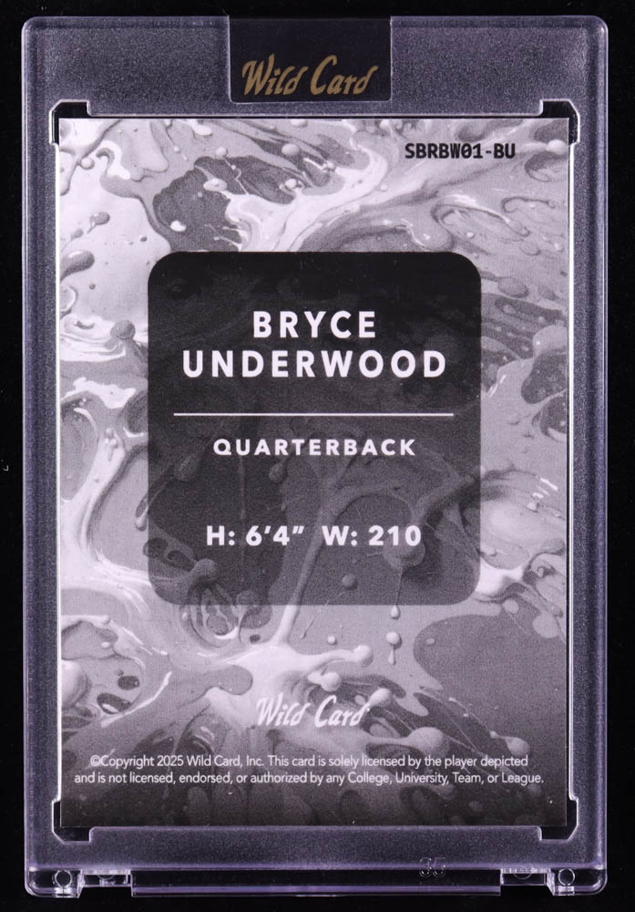 Bryce Underwood 2025 Wild Card Splat Shimmer #SBRBW01BU RC #1/1 at PristineAuction.com Bryce Underwood 2025 Wild Card Splat Shimmer #SBRBW01BU RC #1/1 at PristineAuction.com