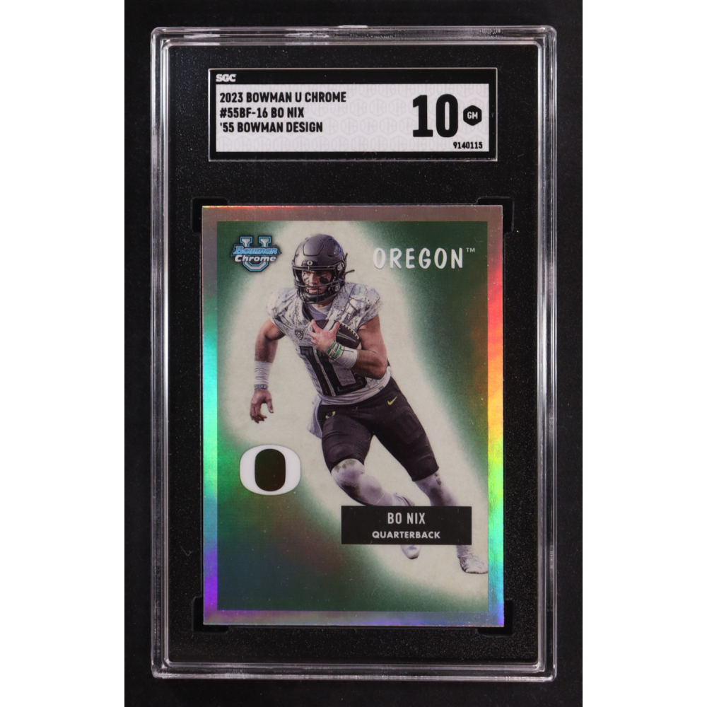 Bo Nix 2023 Bowman Chrome '55 Bowman Design #55BF-16 RC (SGC 10) at PristineAuction.com
