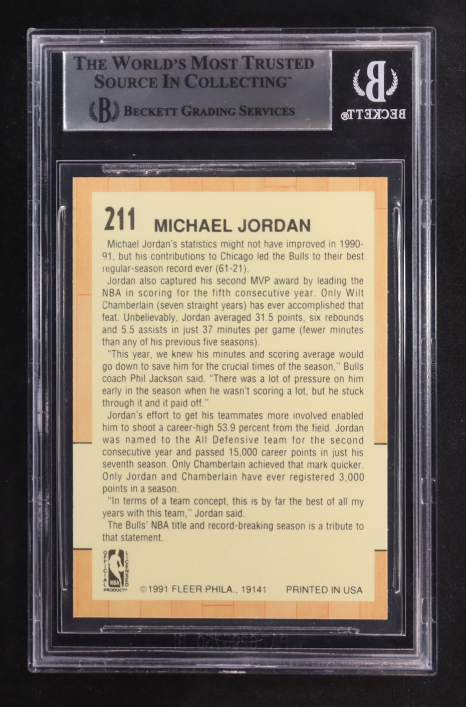 Michael Jordan 1991-92 Fleer #211 AS (BGS 9) at PristineAuction.com Michael Jordan 1991-92 Fleer #211 AS (BGS 9) at PristineAuction.com