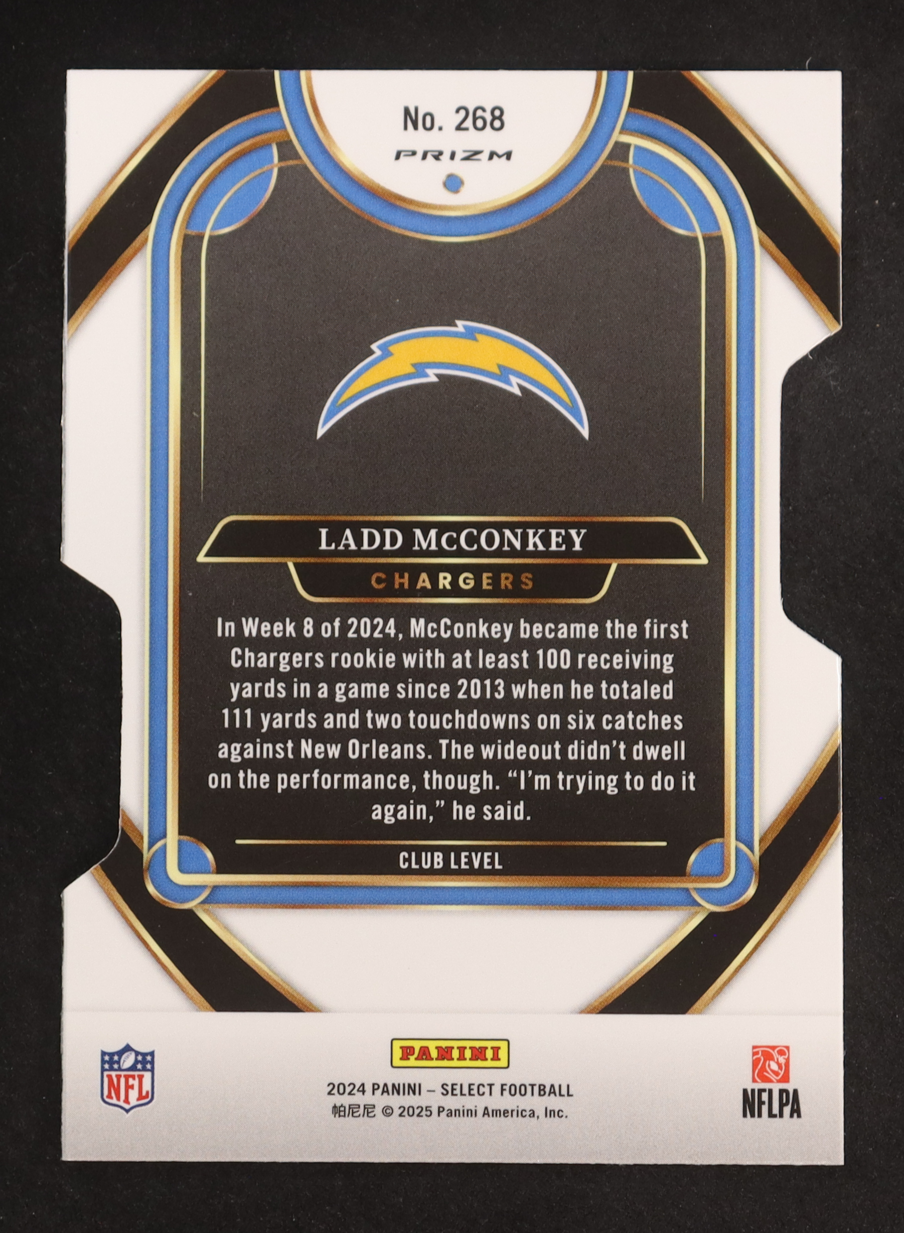 Ladd McConkey 2024 Select Prizm Silver Die Cut #268 RC at PristineAuction.com Ladd McConkey 2024 Select Prizm Silver Die Cut #268 RC at PristineAuction.com