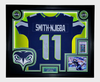 Jaxon Smith-Njigba Signed Seahawks Custom Framed LED Backlit Nike Elite Jersey Display & (1) PSA 10 Graded Rookie Card (Fanatics) at PristineAuction.com