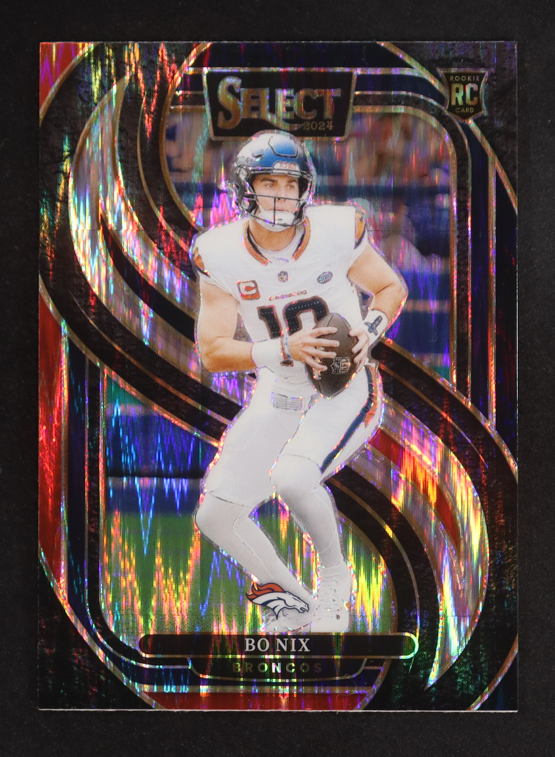 Bo Nix 2024 Select Prizm Black and Red Shock #117 RC at PristineAuction.com Bo Nix 2024 Select Prizm Black and Red Shock #117 RC at PristineAuction.com