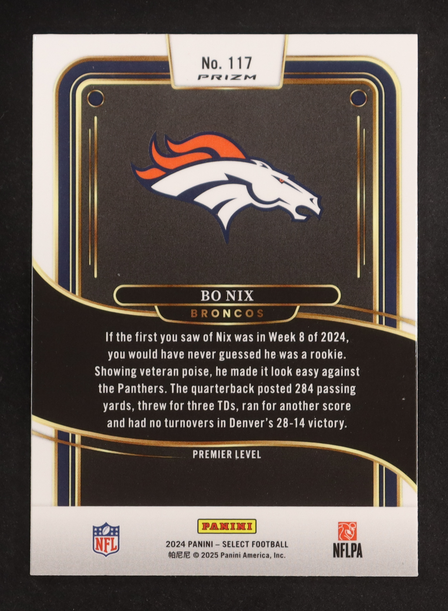 Bo Nix 2024 Select Prizm Black and Red Shock #117 RC at PristineAuction.com Bo Nix 2024 Select Prizm Black and Red Shock #117 RC at PristineAuction.com