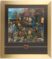 Thomas Kinkade "Pirates of the Caribbean Custom Framed Print Display with Pirates of the Caribbean Logo Pin at PristineAuction.com
