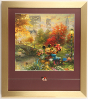 Thomas Kinkade "Mickey & Minnie Mouse In Central Park New York City" Custom Framed Print Display with Mickey & Minnie Pin at PristineAuction.com