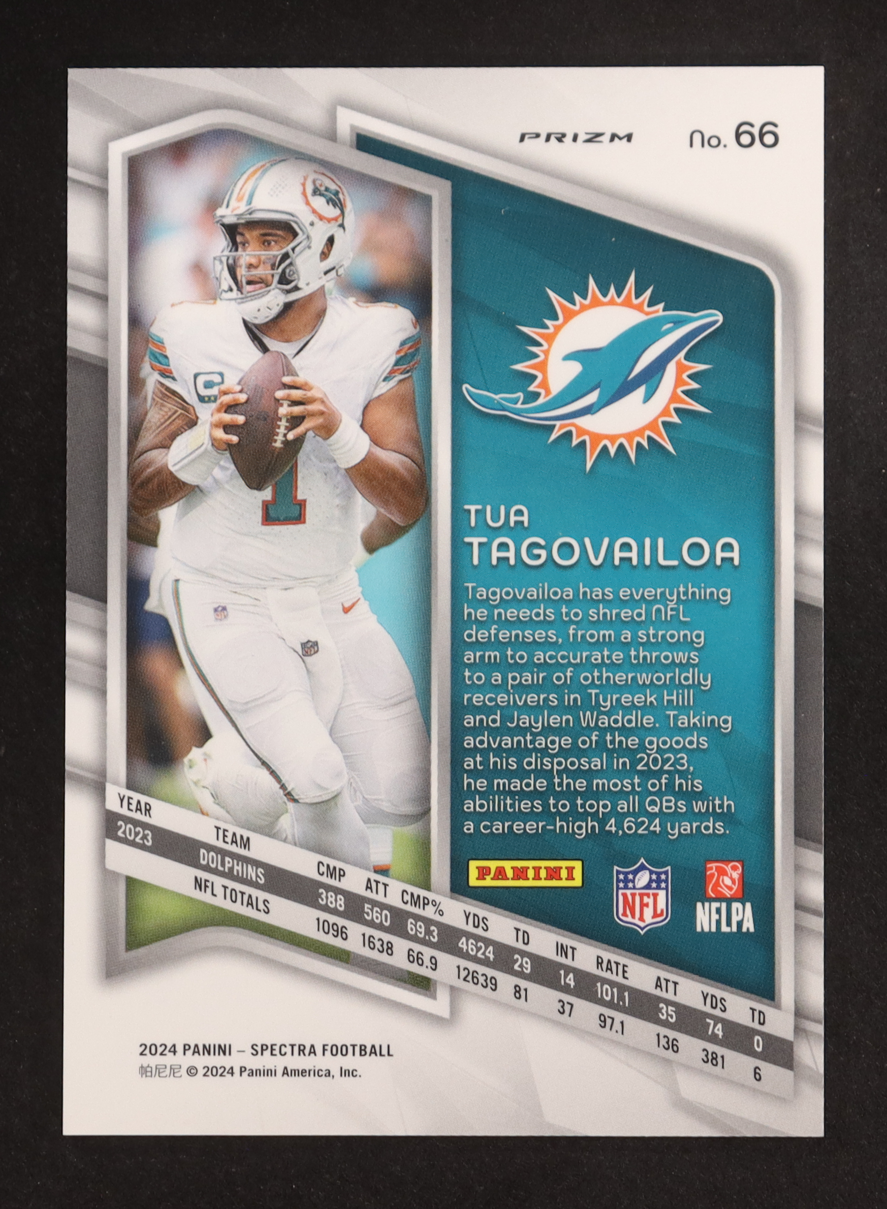 Tua Tagovailoa 2024 Panini Spectra Silver #66 at PristineAuction.com Tua Tagovailoa 2024 Panini Spectra Silver #66 at PristineAuction.com