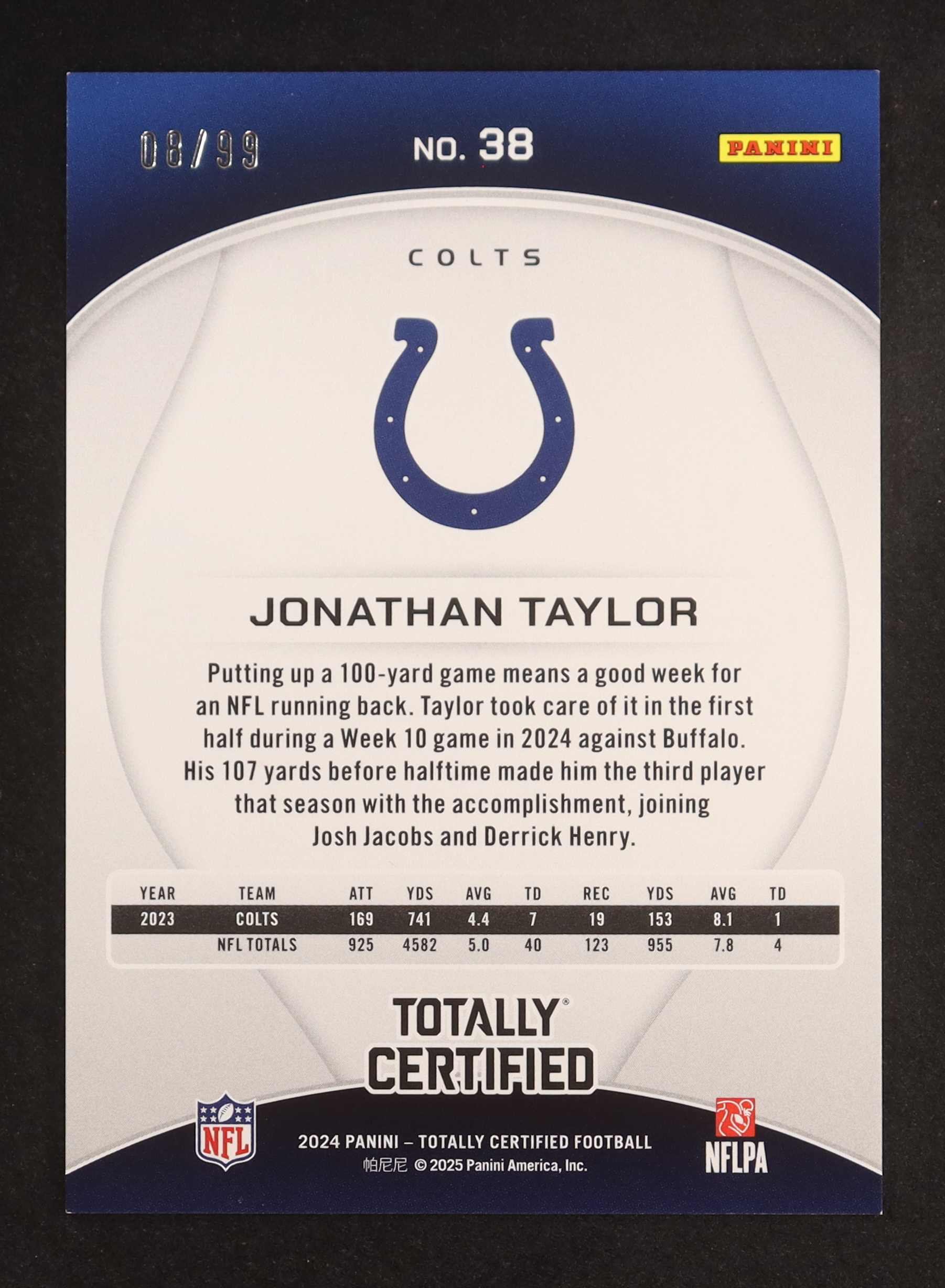 Jonathan Taylor 2024 Totally Certified Mirror Neon Green #38 #08/99 at PristineAuction.com Jonathan Taylor 2024 Totally Certified Mirror Neon Green #38 #08/99 at PristineAuction.com