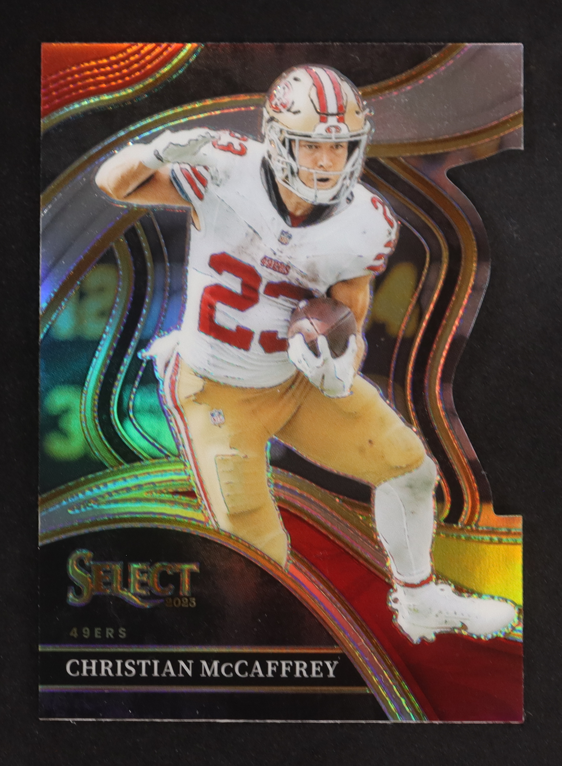 Christian McCaffrey 2023 Select Prizm Red and Yellow Die Cut #285 at PristineAuction.com Christian McCaffrey 2023 Select Prizm Red and Yellow Die Cut #285 at PristineAuction.com