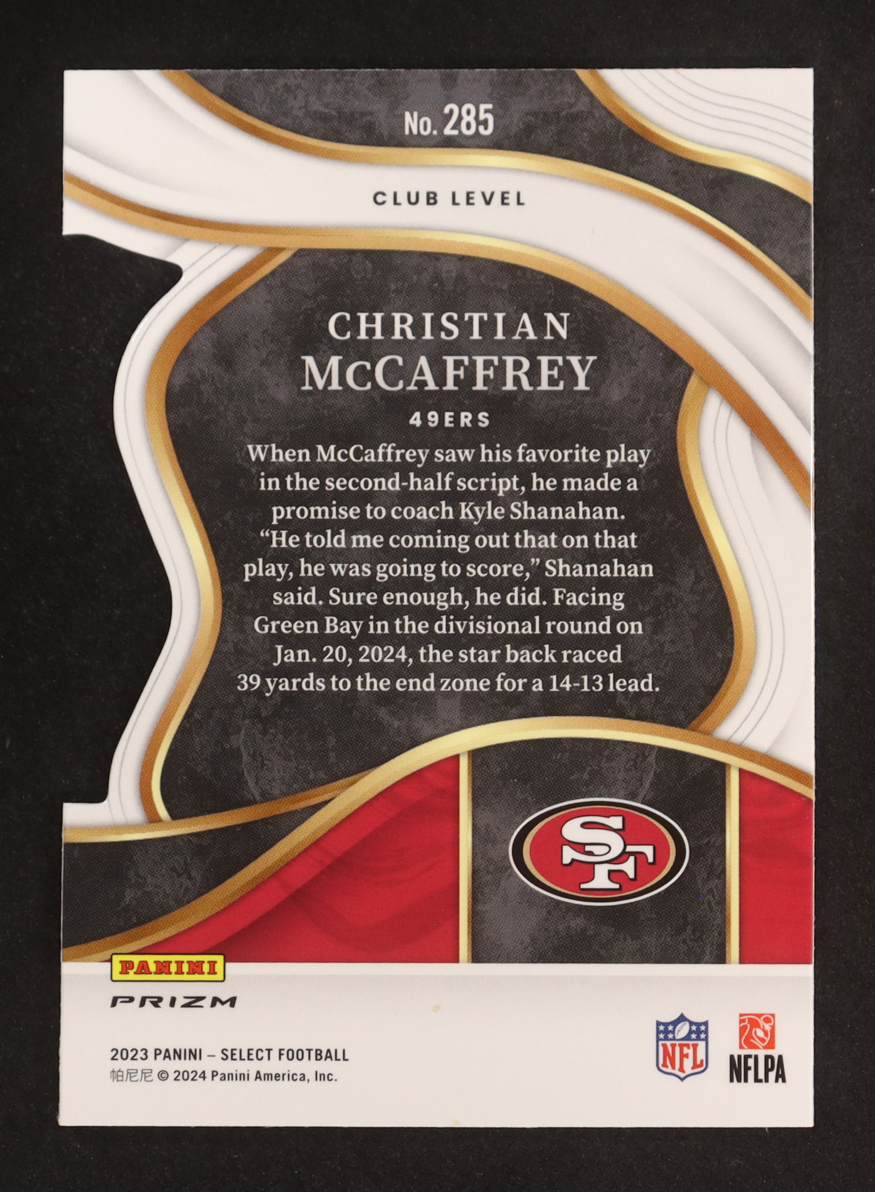 Christian McCaffrey 2023 Select Prizm Red and Yellow Die Cut #285 at PristineAuction.com Christian McCaffrey 2023 Select Prizm Red and Yellow Die Cut #285 at PristineAuction.com