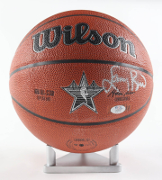 Larry Bird Signed All-Star Game Logo Basketball With Display Stand (PSA) at PristineAuction.com