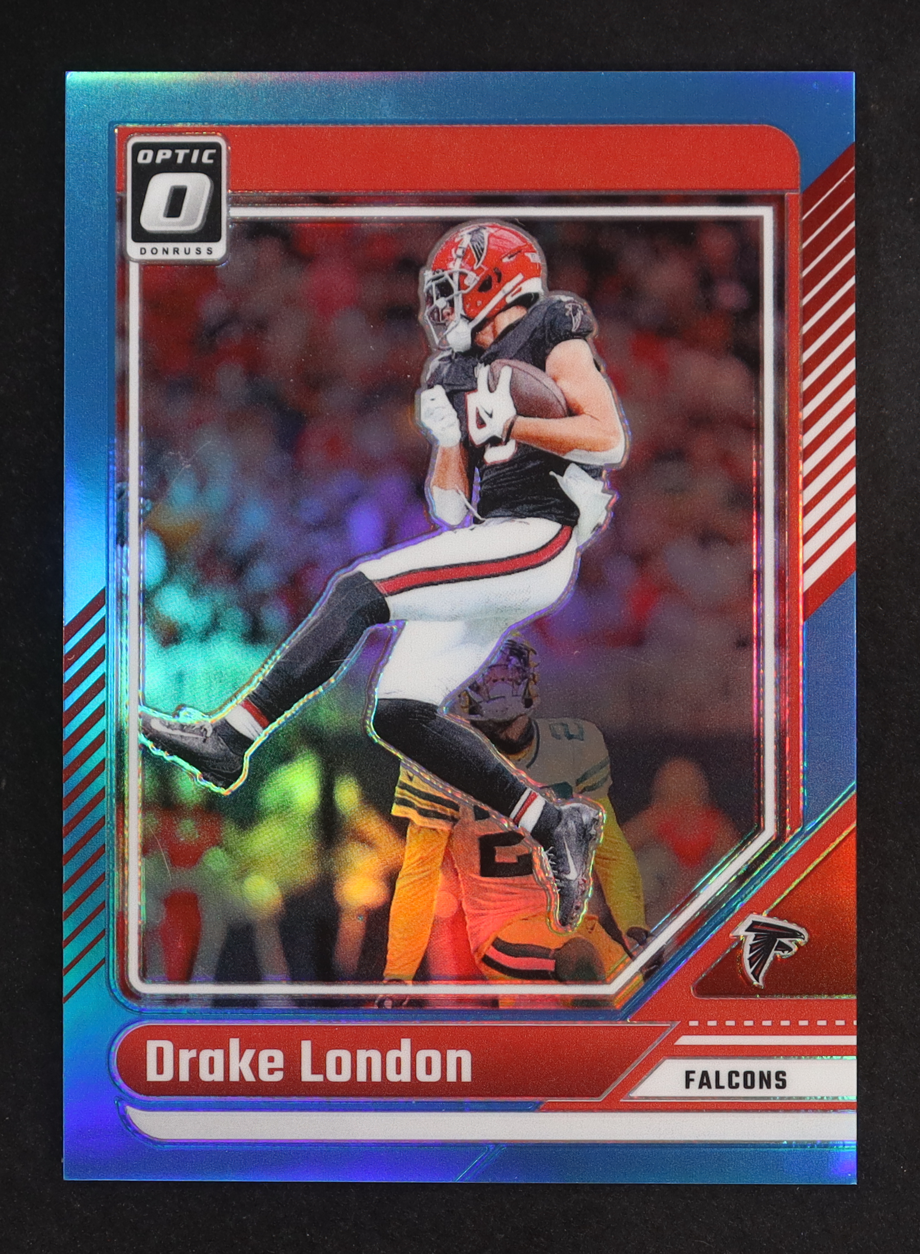 Drake London 2024 Donruss Optic Aqua #10 #208/299 at PristineAuction.com Drake London 2024 Donruss Optic Aqua #10 #208/299 at PristineAuction.com