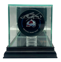 Cale Makar Signed Avalanche Logo Puck with Display Case (Fanatics) at PristineAuction.com