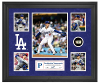 Yoshinobu Yamamoto Dodgers Custom Framed Game-Used Baseball Piece Collage Display (MLB) at PristineAuction.com