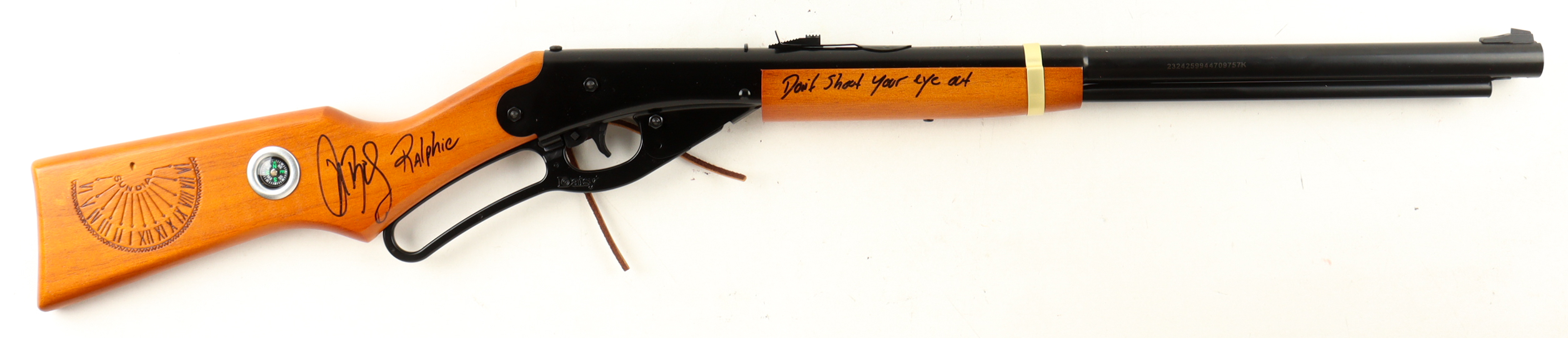 Peter Billingsley Signed "A Christmas Story" Daisy Red Ryder BB Gun Inscribed "Don't Shoot Your Eye Out" (JSA) at PristineAuction.com Peter Billingsley Signed "A Christmas Story" Daisy Red Ryder BB Gun Inscribed "Don't Shoot Your Eye Out" (JSA) at PristineAuction.com