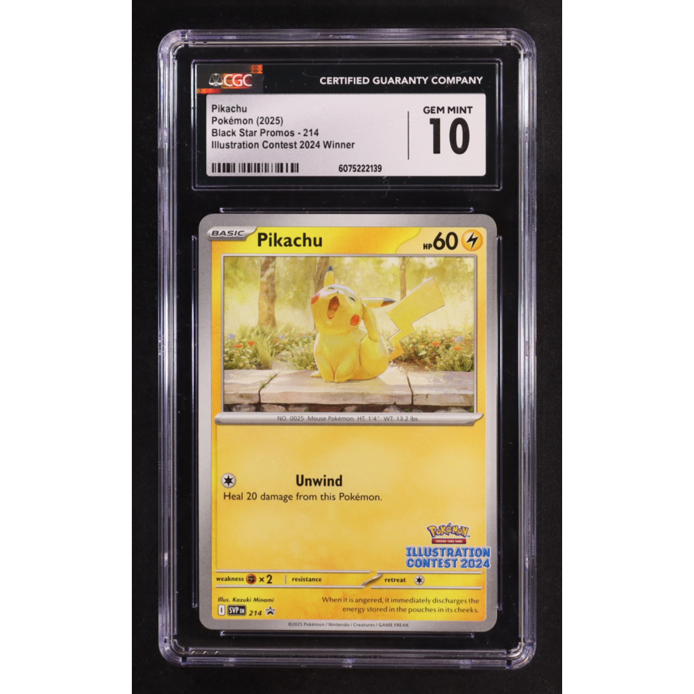 Pikachu 2025 Pokemon Black Star Promos Illustration Contrast 2024 Winner #214 (CGC 10) at PristineAuction.com