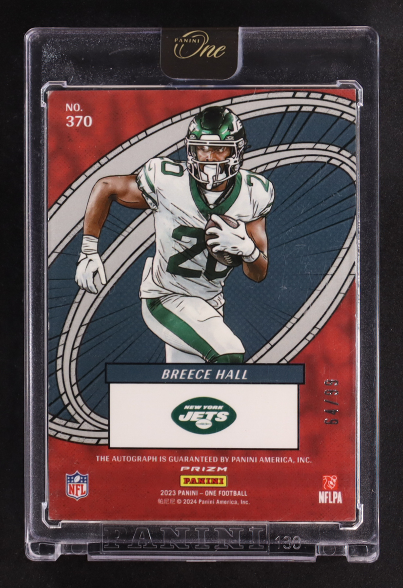 Breece Hall 2023 Panini One The Oneders Autographs #370 #64/99 at PristineAuction.com Breece Hall 2023 Panini One The Oneders Autographs #370 #64/99 at PristineAuction.com