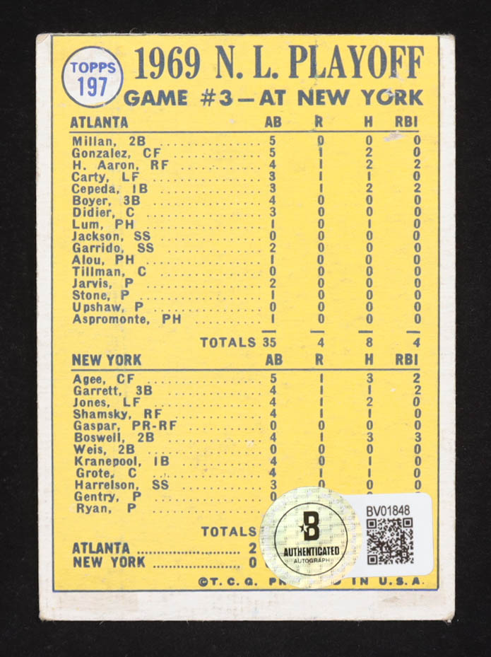 Nolan Ryan Signed 1970 Topps #197 NL Playoff Game 3 (Beckett) at PristineAuction.com Nolan Ryan Signed 1970 Topps #197 NL Playoff Game 3 (Beckett) at PristineAuction.com